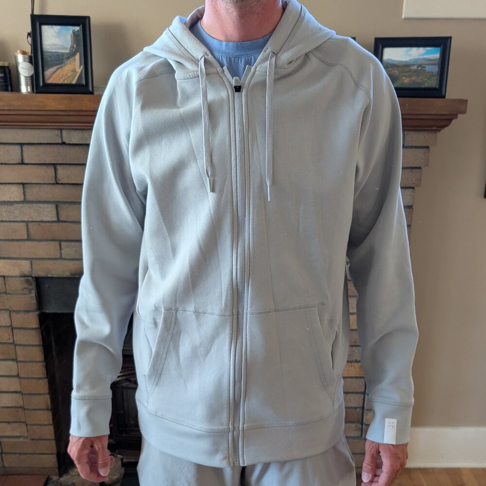 Ten Thousand Men's Midweight Tech Hoodie (Full Zip) Light Grey Large